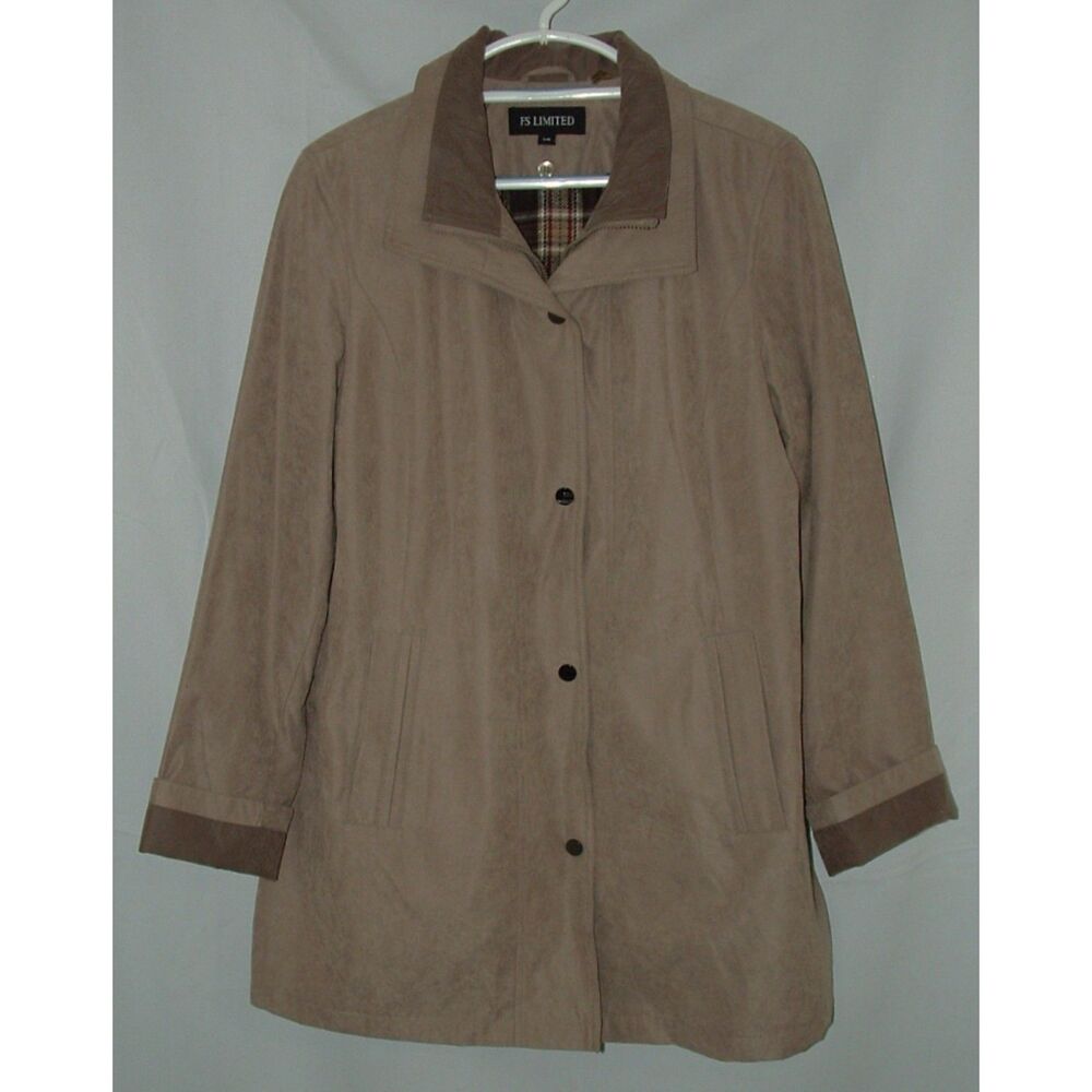 Soft Faux Suede Brown Mens Sz Large Removeable Lining Full Zip Coat LS LIMITED
